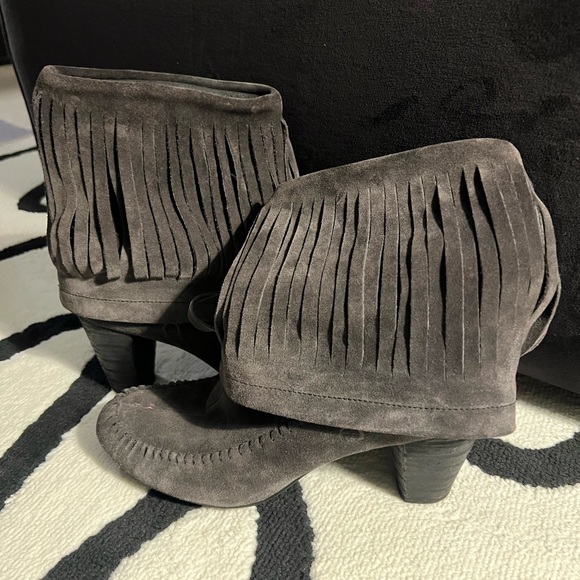 Born Gray Suede Fringe Booties - Picture 2 of 7